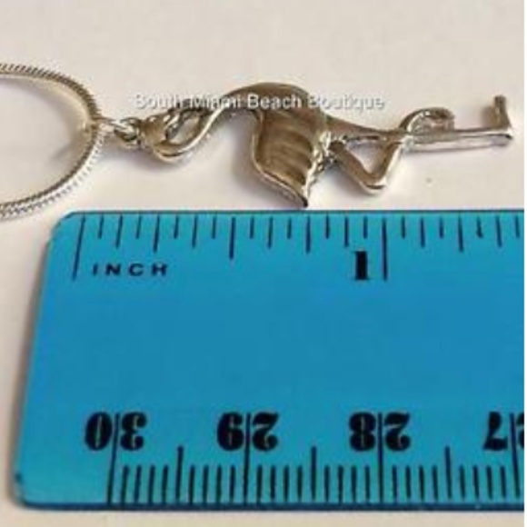 Silver Flamingo Necklace Bird Island Tropical 18" Plated - Picture 5 of 8